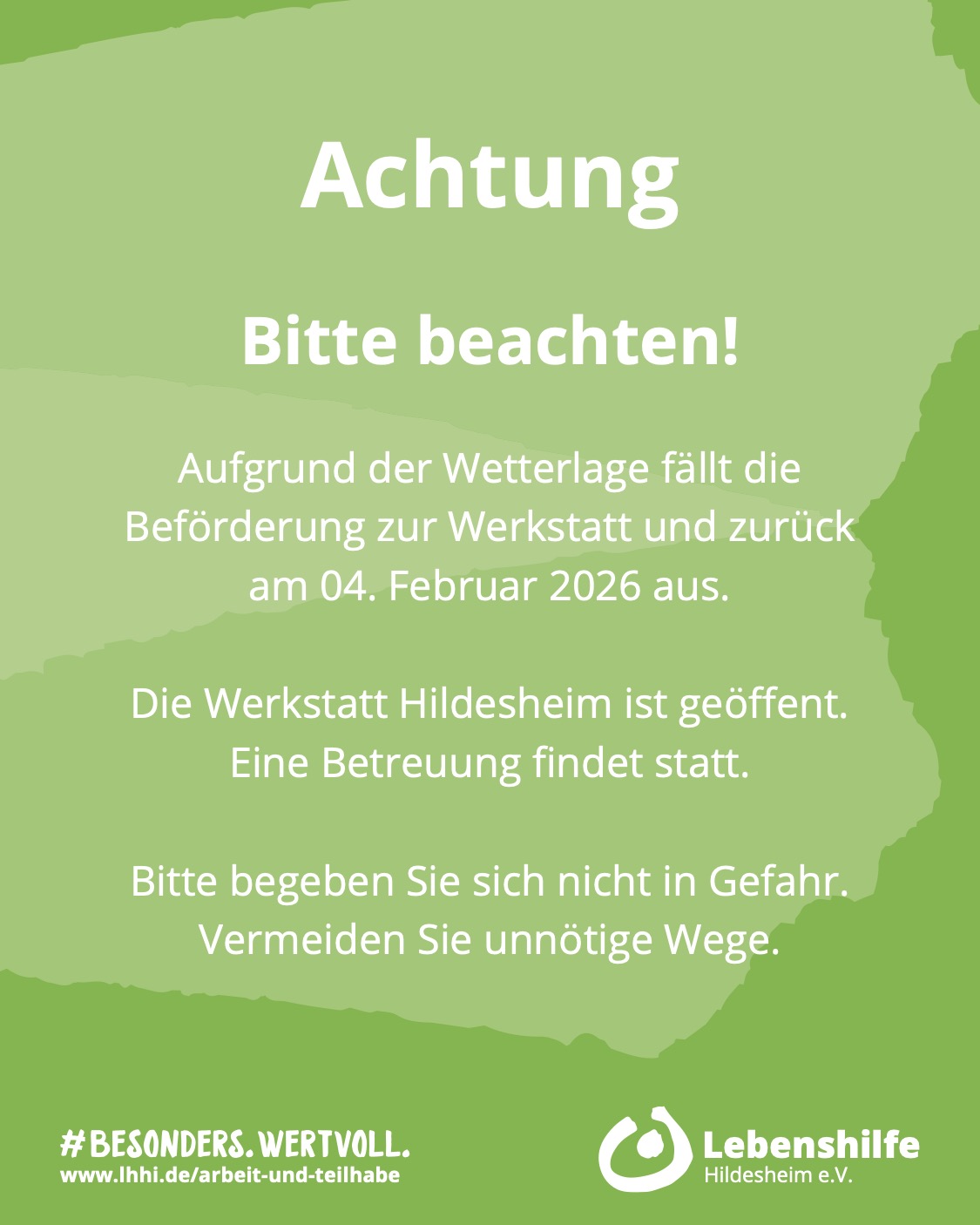 Beförderung fällt am 04. Februar aus – die Werkstatt ist geöffnet!